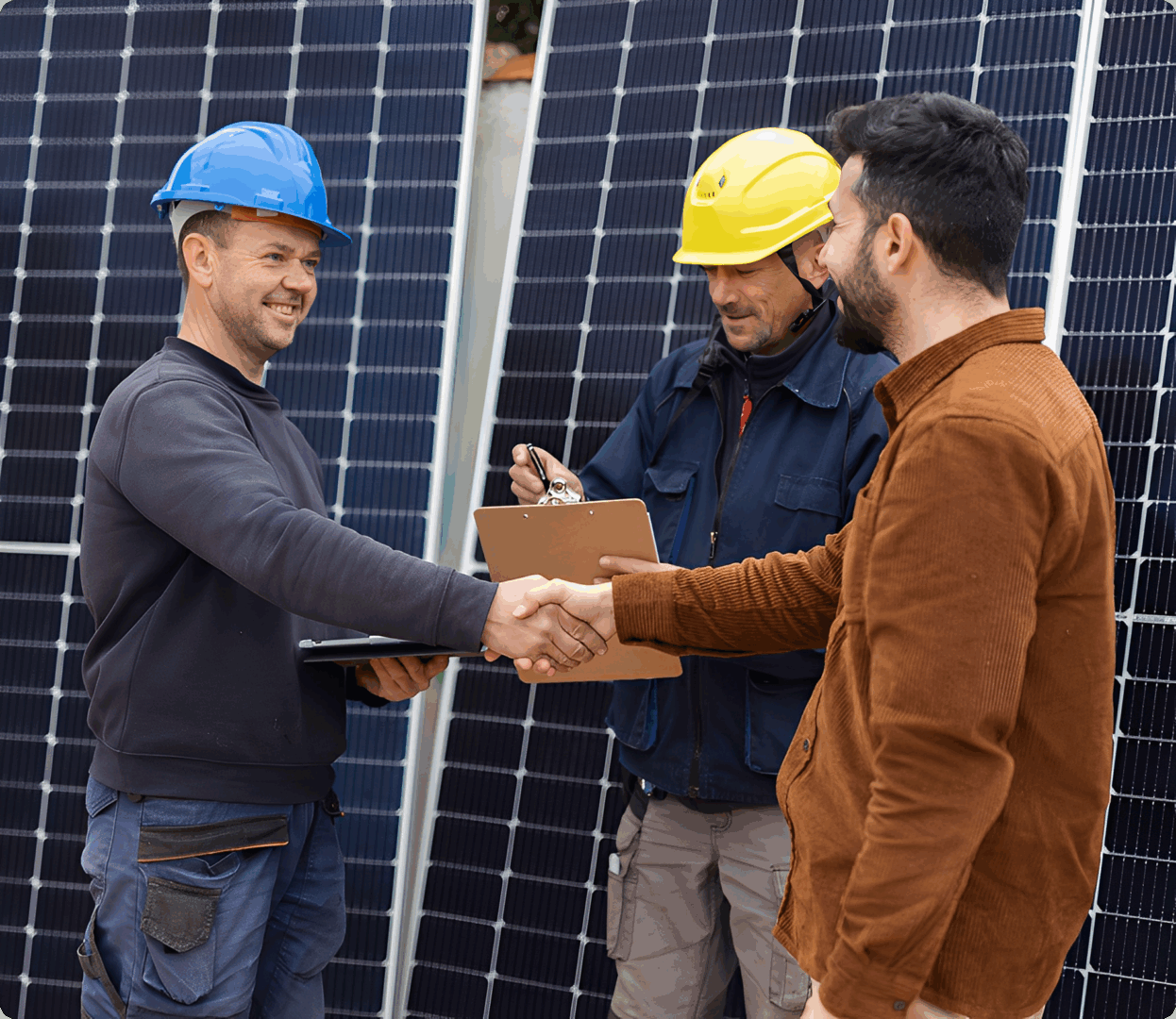 Team collaborating on solar energy project