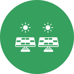 Solar panels and sun icons